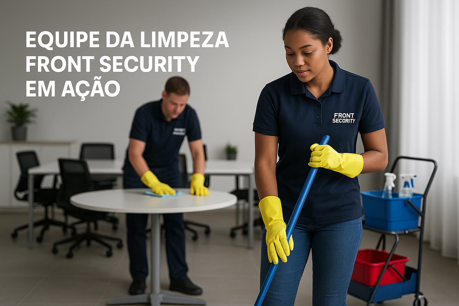 Equipe de limpeza Front Security em ação